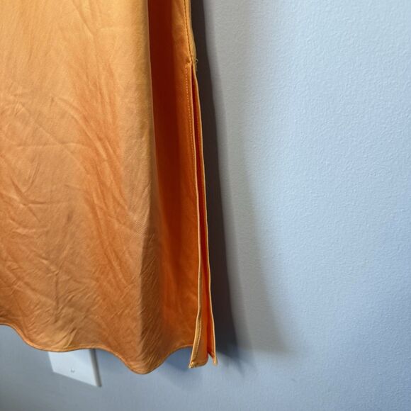 Express Honey Yellow Satin Cowl Neck Midi Slip Dress Size Small - Picture 5 of 7